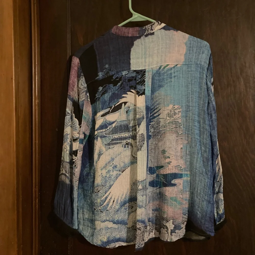 NWOT Dressori Crane Blouse, size small, multi-colored, purchased from Gump’s - Picture 3 of 9
